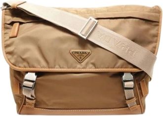 Prada Pre-owned Cross Body Bags, female, Beige, Size: ONE SIZE Pre-owned Nylon Cross Body Bag