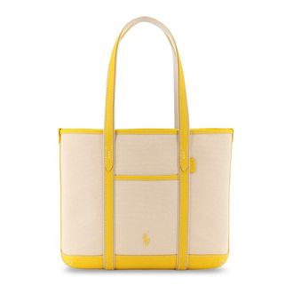 Polo Ralph Lauren Cotton and Leather Tote Bag - female - Polo Ralph Lauren - Shopping Bags - Multicolor - ONE SIZE - Bags