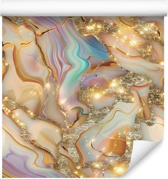 OEM Carta Da Parati Color Oro Inchiostro E Beige Per Soggiorno E Camera Da Letto, 50x1000 Cm