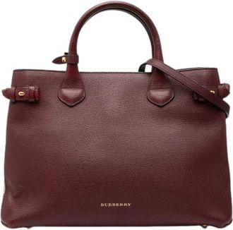 Burberry Pre-owned Handbags, female, Red, Size: ONE SIZE Pre-owned Banner Satchel