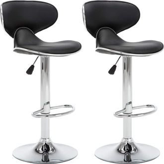 vidaXL Taburetes De Cocina 2 Unidades Cuero Sint&eacute;tico Negro Vidaxl