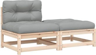 vidaXL Sofá de jardín sin reposabrazos con cojines y reposapiés Vidaxl