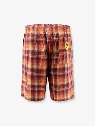 Barrow Viscose-Cotton Check Bermuda Shorts - Orange