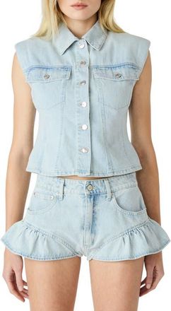 Steve Madden Cassady Crop Denim Vest in Sulphur Spring at Nordstrom, Size X-Small