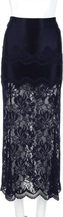 Paco Rabanne Midi Skirt With Floral Lace Lower Section And Fitted Silhouette