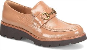 S&ouml;fft Womens Prewitt Horsebit Loafer In Desert Tan Patent