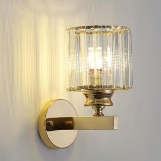 OEM Aplique De Pared Moderno De Cristal, Aplique De Pared De Cristal Dorado E27, Para Dormitorio, Mesita De Noche, Pasillo Y Comedor [clase Energ&eacute;tica E]
