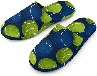 Generic Tennis Balls Art Pattern Mens House Slippers Slip Indoor Slipper On Shoes Warm Outdoor