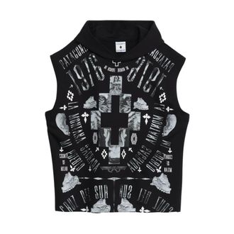 Marcelo Burlon Sleeveless Tops, male, Black, Size: XS Fleece Sleeveless