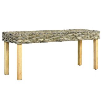 vidaXL Vidaxl - Banco De Rat&aacute;n Kubu Natural Y Madera Maciza De Caoba 110 Cm