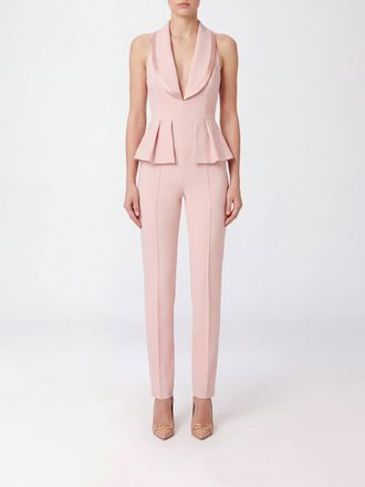 Elisabetta Franchi Tuta lunga slim fit con scollo a V e balze in vita