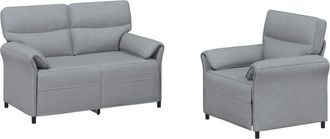 vidaXL Juego De Sof&aacute; 2 Uds. Gris Claro Tela Vidaxl