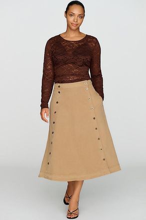 Pilcro Button Panel Midi Skirt