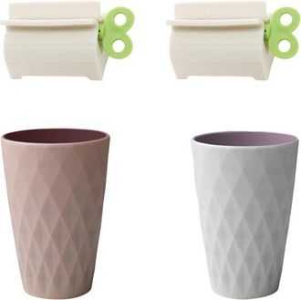 OEM Vaso Para Cepillo Dientes + Exprimidor Pasta Dientes, Taza Reutilizable Enjuague Bucal 450 Ml, Material Pp + Tpr, Escandinavo Mate Antideslizante