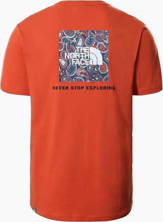 The North Face Mens The North Face Mens T Shirts Crew Neck Short Sleeve Red Box Cotton Tee - Orange - Size: 38