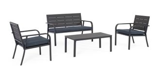 BIZZOTTO Sal&oacute;n de acero y tablero de mesa de HDPE antracita