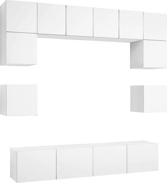 vidaXL 8 Piece TV Cabinet Set White Engineered Wood vidaXL