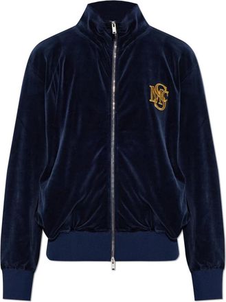 Stella McCartney Hoodies & sweatvesten, Dames, Blauw, S, Katoen, Fluwelen trui met col