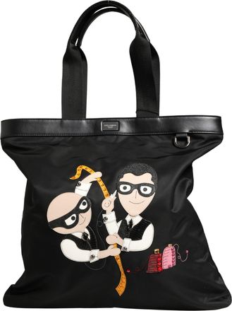 Dolce & Gabbana Black Leather DGFamily Patch Shopping Tote Borse Womens Bag