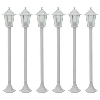 Berkfield Home Garden Post Lights 6 pcs E27 110 cm Aluminium White