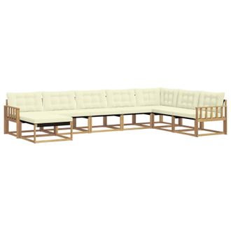 vidaXL Conjunto De Sof&aacute;s De Exterior Con Coj&iacute;n 8 Pcs Blanco Y Crema Vidaxl