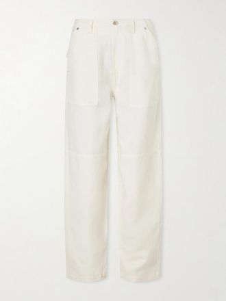 Wales Bonner Pantaloni A Gamba Larga In Twill Di Misto Lino Hymn - Avorio