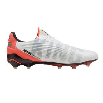 Puma Heren King Ultimate Stevige Grond Voetbalschoenen (Wit, Rood)