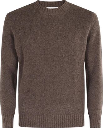 KANGRA Koffiebruine Crew Neck Sweater - Heren - Ronde hals truien - Bruin - 2XL - Wol - Truien & Vesten