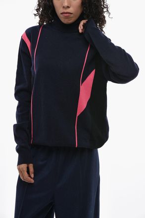 Stella McCartney Maglia in Lana Vergine a Collo Alto con Dettagli a Contrasto Stella McCartney