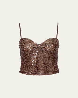 L'agence Lior Sequined Bralette Top