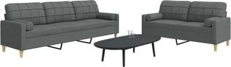 vidaXL Vidaxl - Juego De Sof&aacute;s Con Cojines 2 Piezas Tela Gris Oscuro