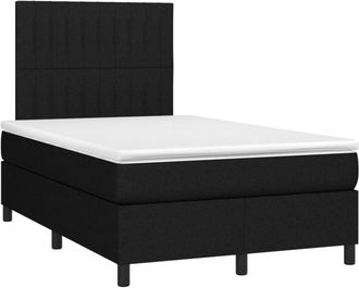 vidaXL Cama Box Spring Con Colch&oacute;n Y Luces Led Tela Negro 120x190 Cm Vidaxl