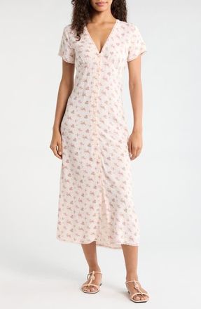 Lucky Brand Simone Floral Midi Dress in Blush Floral at Nordstrom, Size Xx-Large