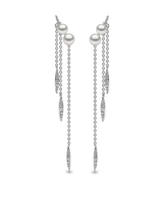 Yoko London 18kt white gold Trend freshwater pearl and diamond earrings - Silver