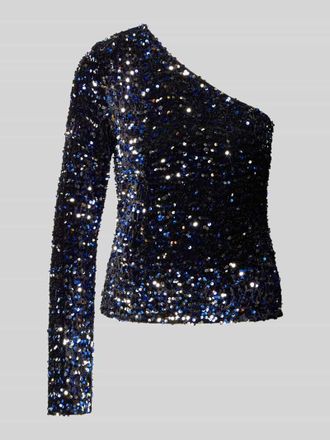 Pieces Regular Fit One-Shoulder-Top mit Pailletten Modell KAM in Black, Gr&ouml;&szlig;e L