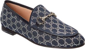 Gucci Jordaan Gg Crystal Denim Loafer