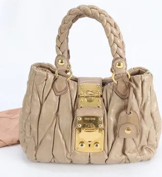 Miu Miu Brown Leather Handbag Tote Bag (Pre-Owned)