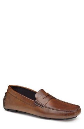 Johnston & Murphy Dayton Driving Penny Loafer in Brown Italian Calfskin at Nordstrom Rack, Size 9
