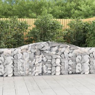 Berkfield Home Arched Gabion Baskets 6 pcs 400x30x80/100 cm Galvanised Iron in Silver