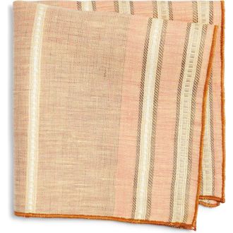 Clifton Wilson Stripe Linen Pocket Square in Peach at Nordstrom