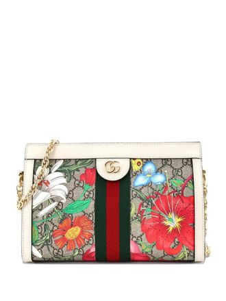 Gucci Ophidia Chain Shoulder Bag Flora GG Coated Canvas Small crossbody bag - women - Fabric - One Size - Multicolour