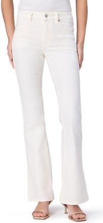 Paige Laurel Canyon Side Slit High Waist Bootcut Jeans in Tonal Ecru at Nordstrom, Size 24