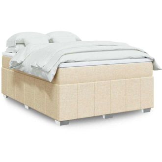 vidaXL Cama Box Spring Con Colch&oacute;n Tela Color Crema 140x190 Cm Vidaxl