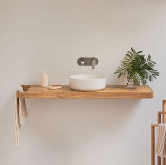 Sklum Conjunto De Mueble De Ba&ntilde;o 130x45 Cm Suspendido En Madera De Teca Neill Sklum