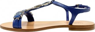 Ferragamo Womens Gelso Embellished T Strap Sandals In Ocean