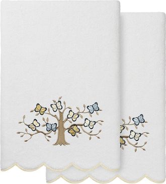 Linum Home Textiles 100% Turkish Cotton Teresa Scallop 2Pc Embellished Bath Towel Set