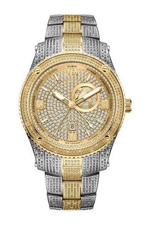 JBW Jet Setter GMT Diamond Bracelet Watch, 46mm in Two-Tone at Nordstrom Rack