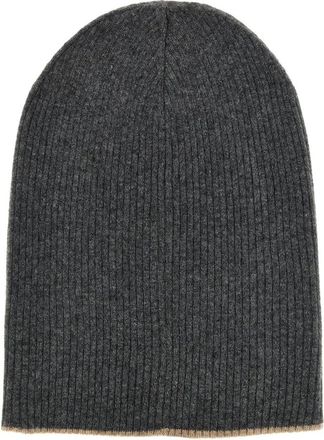 Brunello Cucinelli Accessoires, Heren, Grijs, L, Kasjmier, Reversible Beanie