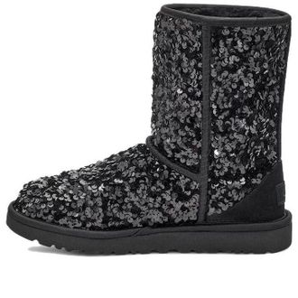 UGG (WMNS) UGG Classic Short Sequin Black Grey 1130650-BLK
