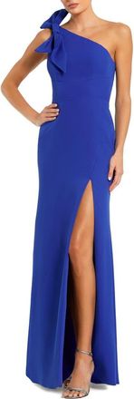 Mac Duggal Womens Crepe One Shoulder Fitted Gown With Bow in Royal Blue at Nordstrom, Size 14